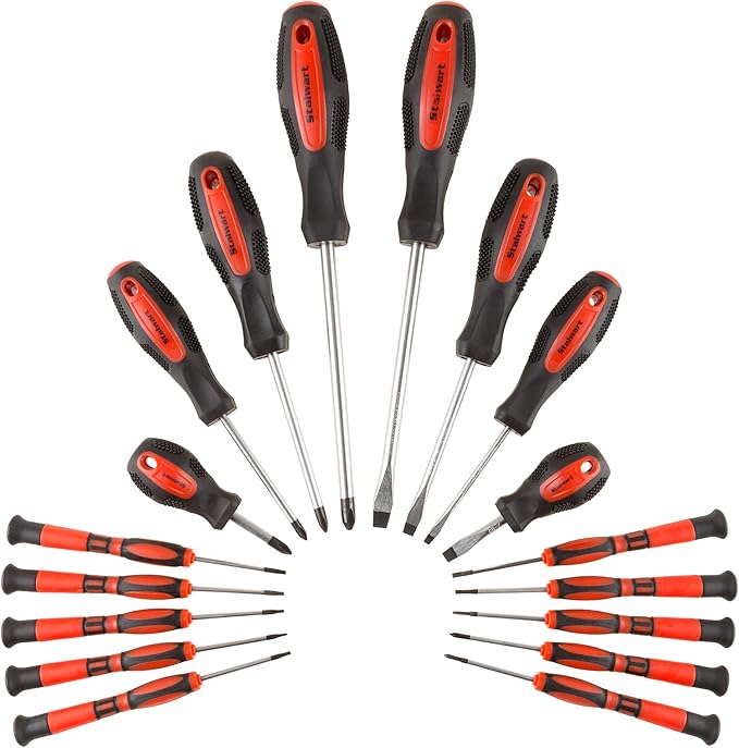 Stalwart - 75-HT4088 18 Piece Screwdriver Set with Wall Mount and Magnetic Tips- Precision Kit Including Flatheads, Phillips, and Torx Screwdrivers By
