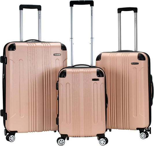 Rockland London Hardside Spinner Wheel Luggage, Champagne, 3-Piece Set (20/24/28)