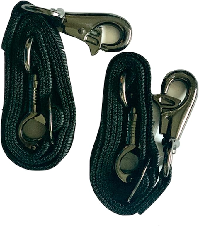 Majestic Ally Pack of 2, Double Thick Trailer Tie for Horse Haulage, with Adjustable Buckle, Panic Snap and Bull Snap – 1 Inch by 36 Inch (Black)