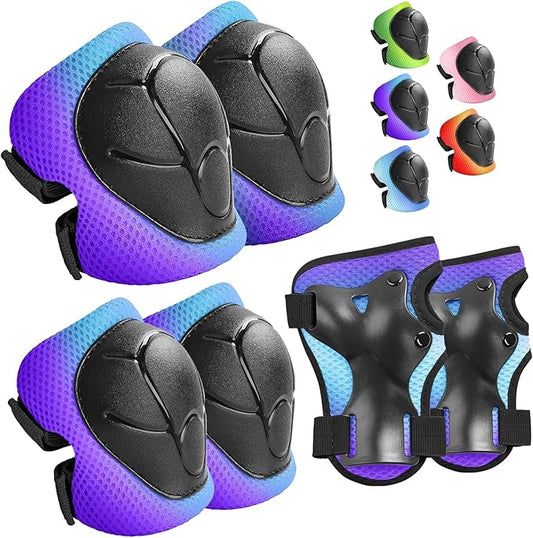 Wemfg Kids Protective Gear Set Knee Pads for Kids 3-14 Years Toddler Knee and Elbow Pads with Wrist Guards 3 in 1 for Skating Cycling Bike Rollerblading Scooter