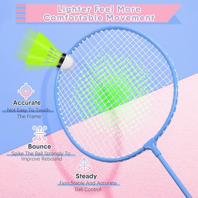 12 Pack Badminton Rackets Set Including Badminton Racquets, Nylon Shuttlecocks and Carry Bag for Outdoor Backyard Games Beginners