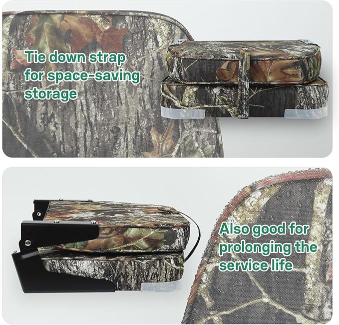 ERGOSEAT Folding Boat Seats Padded Camo Fishing Boat Chair with Backrest Marine Bass Jon Boat Seat
