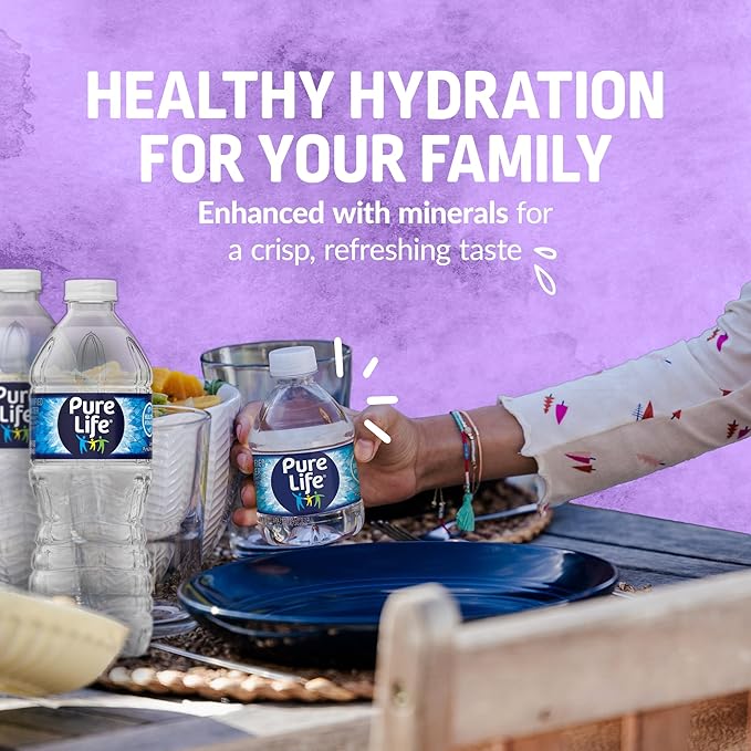 Pure Life Purified Water Bottles, 15 Pack - Still Bottled Water Enhanced with Minerals for a Crisp Taste, Plastic Bottles - 16.9 Fl oz