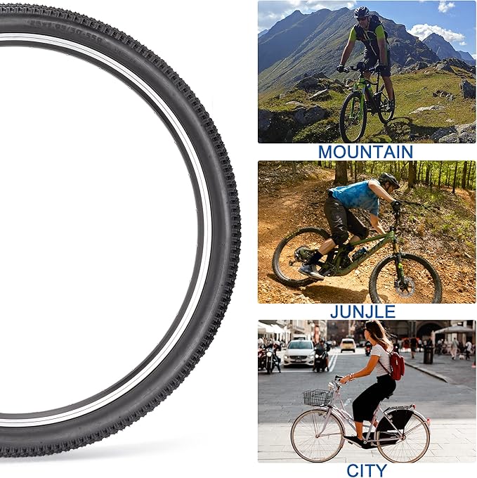 Replacement Bike Tire -26’’x1.95’’,26’’x2.25’’, 27.5’’x2.1’’, 27.5’’x2.2’’, and 29’’x2.2’’ Durable Folding Mountain Bike Tire - 60 TPI Bicycle Tires