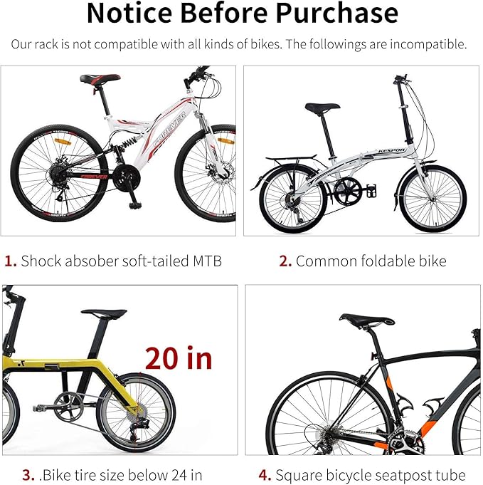 West Biking 110Lb Capacity Almost Universal Adjustable Bike Cargo Rack Cycling Equipment Stand Footstock Bicycle Luggage Carrier Racks with Reflective Logo (Black)