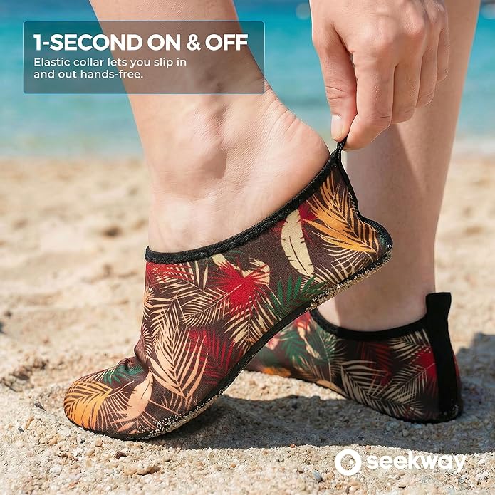 SEEKWAY Water Shoes Women Men Adult Quick-Dry Aqua Socks Barefoot Non Slip for Beach Swim River Pool Lake surf Black SK002(U)