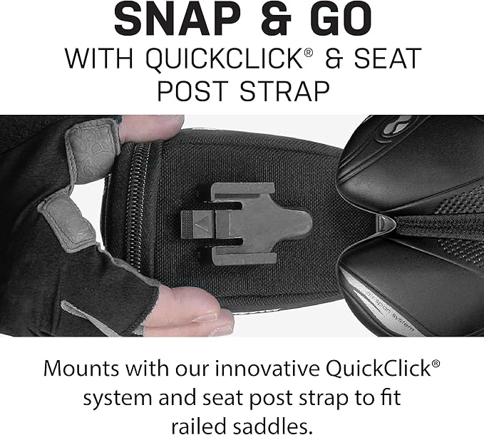 Topeak Aero Wedge Pack with Fixer F25 (Small) – Compact Aerodynamic Bike Saddle Bag with QuickClick Mount, Durable 1000D Nylon, Reflective Strip & Safety Light Clip