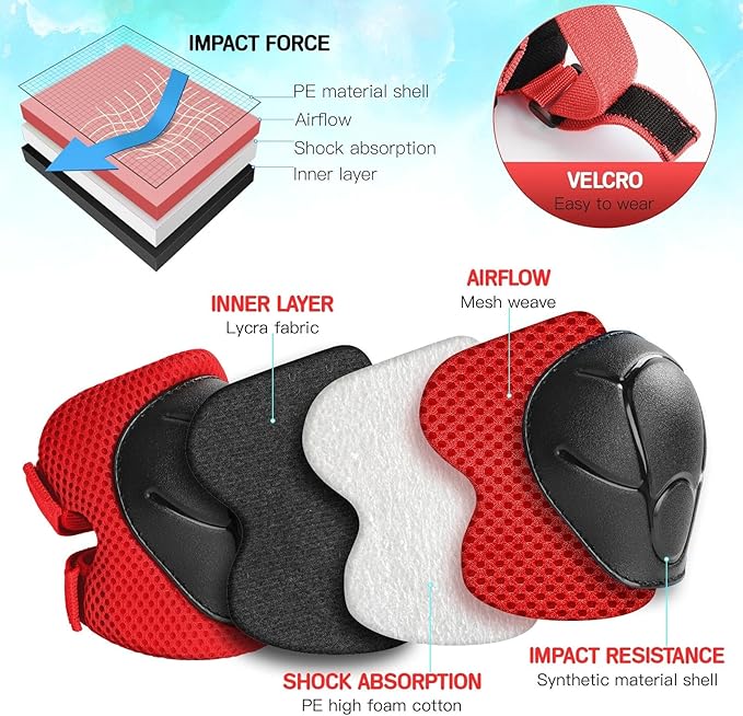 Kids Bike Helmet Set for Boys Girls Toddler Bicycle Helmet Adjustable Skateboard Helmet Protective Gear Set Knee Elbow Wrist Pads for Children Cycling, Scooter, Outdoor Sports