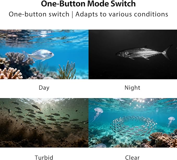 IP68防水水中釣りカメラ（モニター付き） | ナイトビジョン＆深度探知機搭載オールインワンポータブル魚群探知機 | 氷上、湖、海、カヤック、ボート用