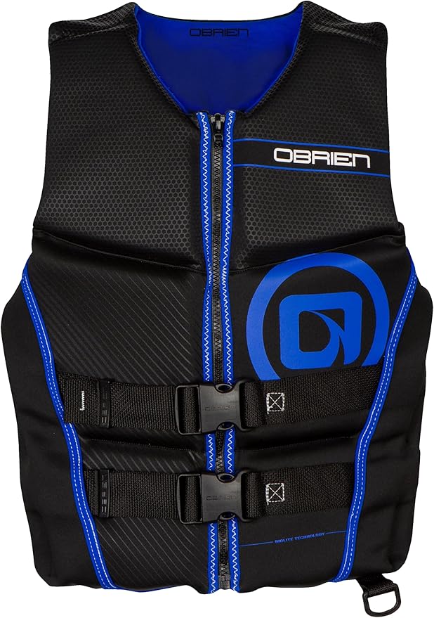 O'Brien Flex V-Back ライフジャケット – 沿岸警備隊承認済み大人用ライフベスト、フレックスフィットデザイン、軽量フォーム、フロントジップクロージャー、ウォータースポーツ、ボート、ジェットスキー用