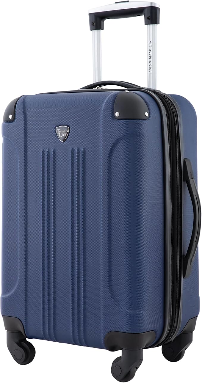 Travelers Club Chicago Hardside Expandable Spinner Luggage, Navy Blue, 22" Carry-On
