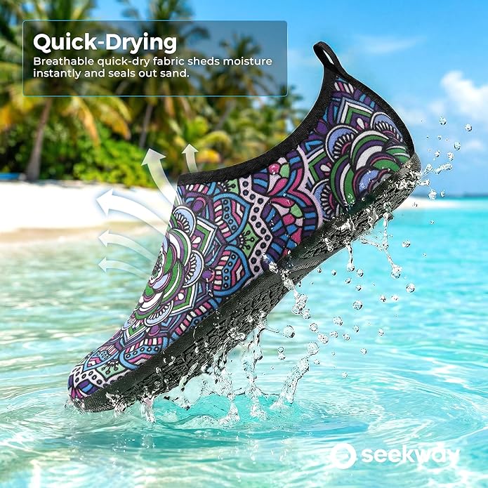 SEEKWAY Water Shoes Women Men Adult Quick-Dry Aqua Socks Barefoot Non Slip for Beach Swim River Pool Lake surf Black SK002(U)