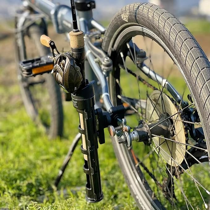 Bike Fishing Rod Holder-Fishing Rods are Securely Attached to The Bike - Safe and Secure - Easy to Mount，Rod Rack for Bicycle Fishing (Black)
