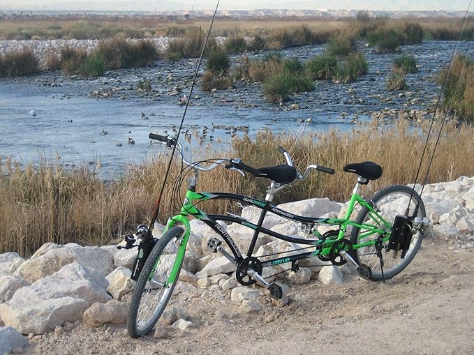 自転車用釣り竿ホルダー、自転車への取り付けが非常に簡単、2本の竿を固定して自転車釣りに
