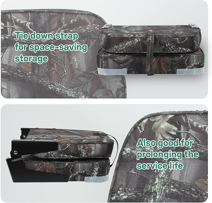 ERGOSEAT Folding Boat Seats Padded Camo Fishing Boat Chair with Backrest Marine Bass Jon Boat Seat