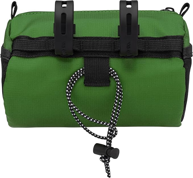 Oso Supply Co Handlebar Bike Bag – Water-Resistant Hard Shell with Quick-Access Zipper, Side Mesh Pockets, and Spacious Storage – Ideal for Cycling, Commuting, and Adventure Rides (Green)