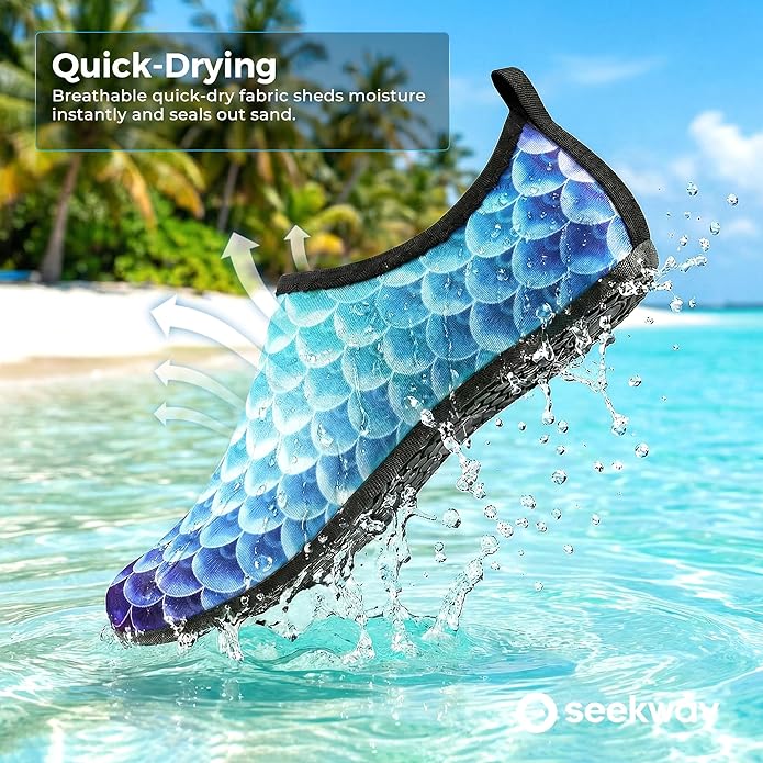 SEEKWAY Water Shoes Women Men Adult Quick-Dry Aqua Socks Barefoot Non Slip for Beach Swim River Pool Lake surf Black SK002(U)