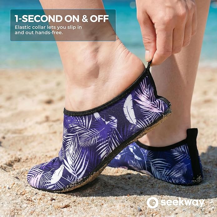SEEKWAY Water Shoes Women Men Adult Quick-Dry Aqua Socks Barefoot Non Slip for Beach Swim River Pool Lake surf Black SK002(U)