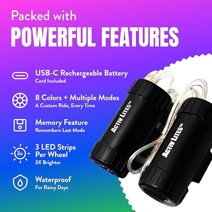 Activ Life LED Bike Wheel Lights with Batteries Included! Get 100% Brighter and Visible from All Angles for Ultimate Safety & Style (1 Tire Pack)