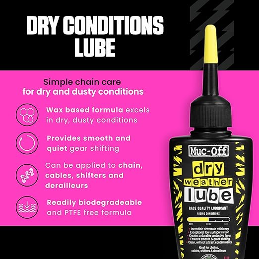 Muc-Off Dry Chain Lube, 50 Milliliters - Biodegradable Bike Chain Lubricant, Suitable for All Types of Bike - Formulated for Dry Weather Conditions