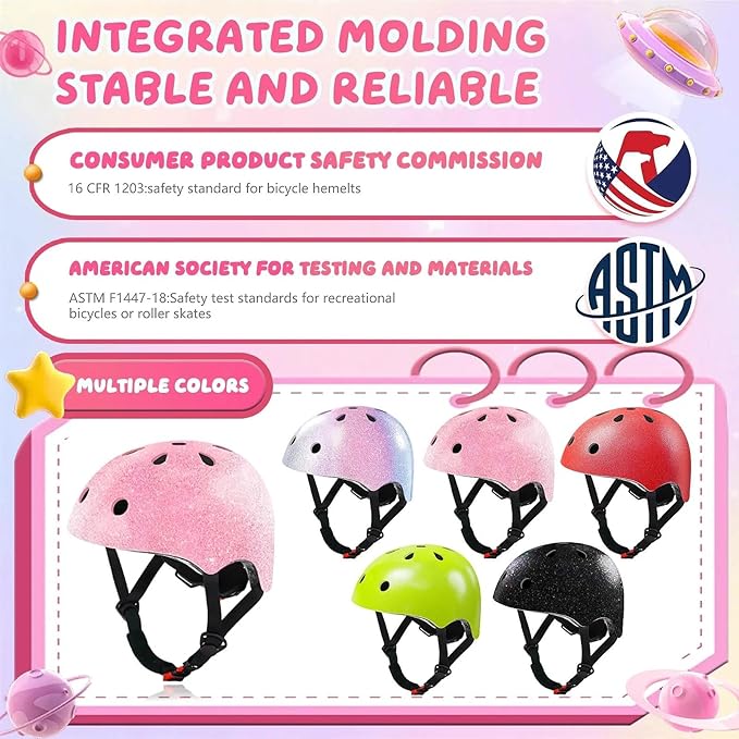 Kids Bike Helmet Set for Boys Girls Toddler Bicycle Helmet Adjustable Skateboard Helmet Protective Gear Set Knee Elbow Wrist Pads for Children Cycling, Scooter, Outdoor Sports