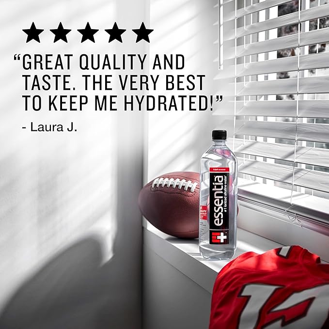 Essentia Water Bottled, Ionized Alkaline Water:99.9% Pure, Infused With Electrolytes, 9.5 pH Or Higher With A Clean, Smooth Taste, 1 Litre (Pack of 12)