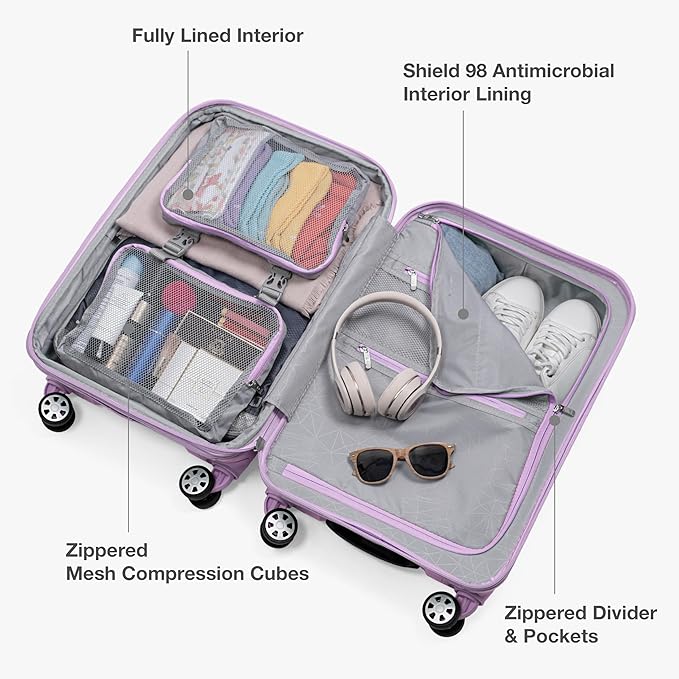 Traveler's Choice Pagosa Hardshell Expandable Luggage with Spinner Wheels, Lavender, 30-Inch Large