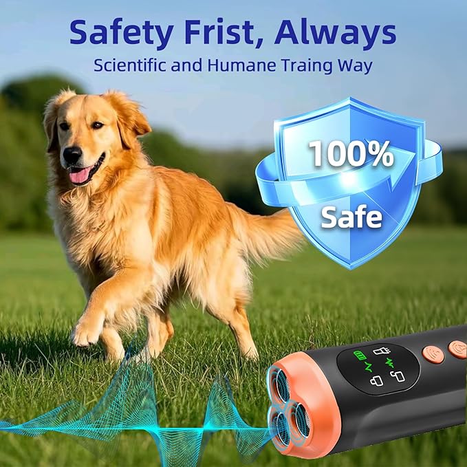 TGHIJKK Ultrasonic Dog Bark Deterrent Device: Rechargeable Anti Barking Device for Dogs with 3 Modes - Up to 35FT Range Safe Humane Training Tool - Small Medium Large Dogs Indoor Outdoor Use