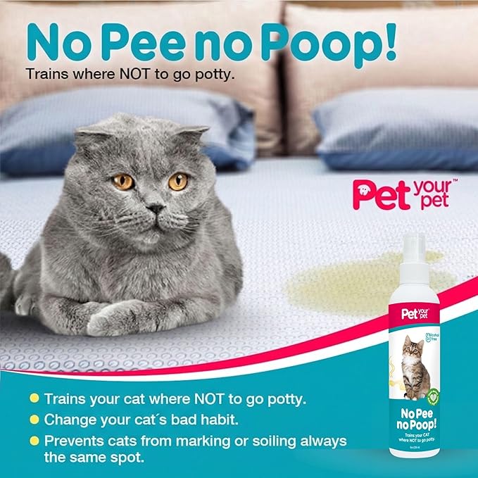 Cat Potty Training Spray No Pee No Poop, 8 Fl Oz, Non Toxic Spray for Cats Only, Natural Pee Deterrent, Stops Urine Marking and Pooping, Indoor Outdoor Keep Off