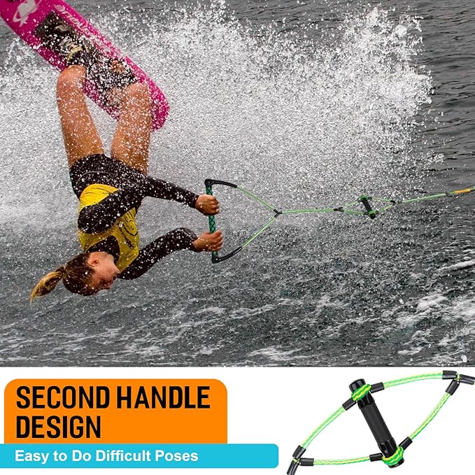 Obcursco 75FT Wakeboard Rope, Water Ski Ropes with EVA Handle for Water Skiing, Wakeboard, Kneeboard