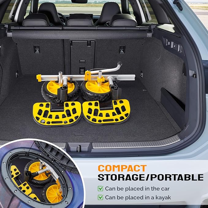 Bonnlo Kayak Cart with10-Inch Kayak Wheels, Canoe Trolley Cart with Adjustable Straps, No Tools Required for Easy Assembly All-Terrain for Kayaks, Canoes, Paddleboards