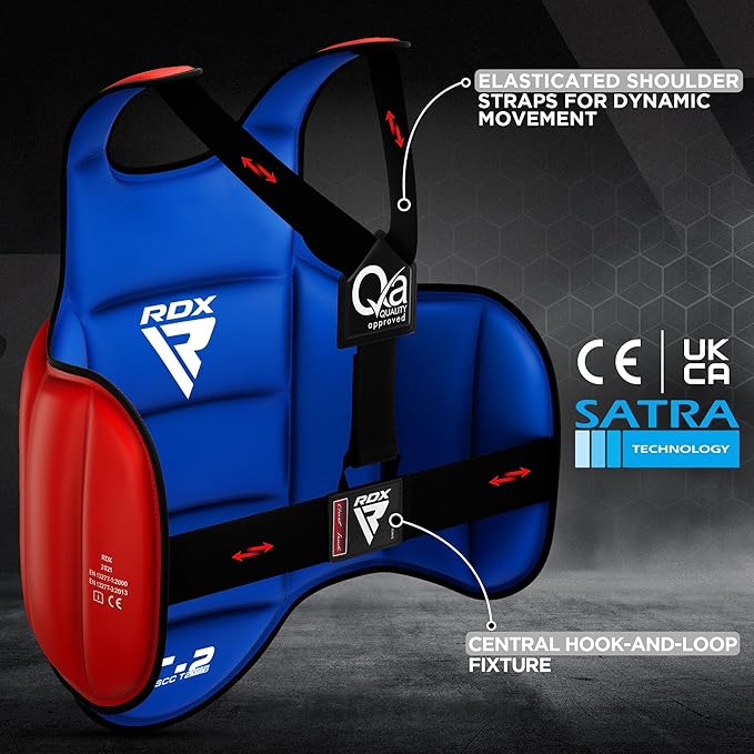 RDX Boxing Body Protector Reversible, Kickboxing MMA Muay Thai Chest Guard, Sparring Training Heavy Punching, Adjustable Shield, Martial Arts Upper Belly Protection Pad, Taekwondo TKD Vest
