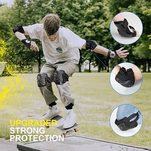 AIDY-PRO Roller Skate Pads Adult Knee And Elbow Pads For Roller Skating, Wrist Guards Skateboarding Protective Gear Adult Knee Pads For Men Women Skating Pads