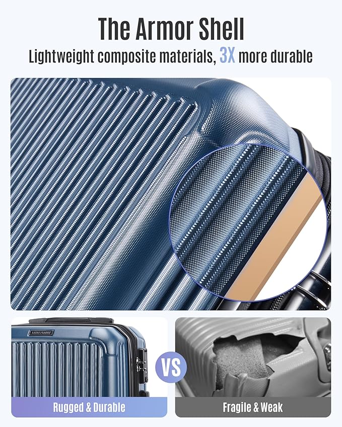 LIGHT FLIGHT Carry On Luggage 22x14x9 Airline Approved, Durable Hard Shell Carry On Suitcases with Wheels, Expandable Hardside Lightweight Travel Luggage with TSA Lock, Black and brown