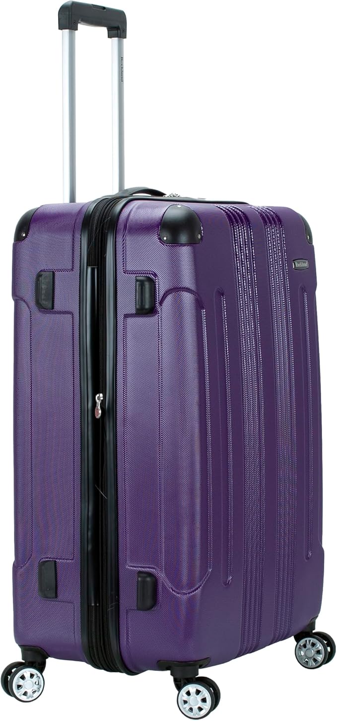Rockland London ハードサイド 拡張可能 スピナーホイール 荷物 パープル チェック済み 大型 28インチ