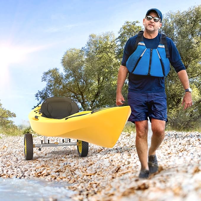 Bonnlo Kayak Cart Dolly Kayak Wheels Detachable Canoe Cart with Solid Tires and Kickstand Kayak Trolley