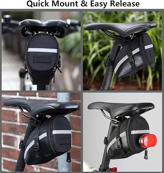 Bike Saddle Bag with Repair Tool Kits, Bicycle Saddle Bag with Repair Set, Bike Bag Under Seat, Bike Seat Bag, Bike Storage Bag with 16-in-1 Multifunction Tool Kits