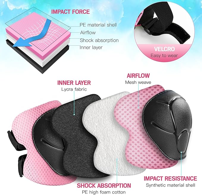 Wemfg Kids Protective Gear Set Knee Pads for Kids 3-14 Years Toddler Knee and Elbow Pads with Wrist Guards 3 in 1 for Skating Cycling Bike Rollerblading Scooter
