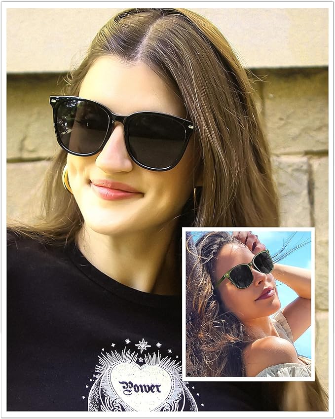 FIMILU 2 Packs Sunglasses for Women Polarized UV400 Protection Lens Big Frame Fashion Glasses Trendy Stylish Shade