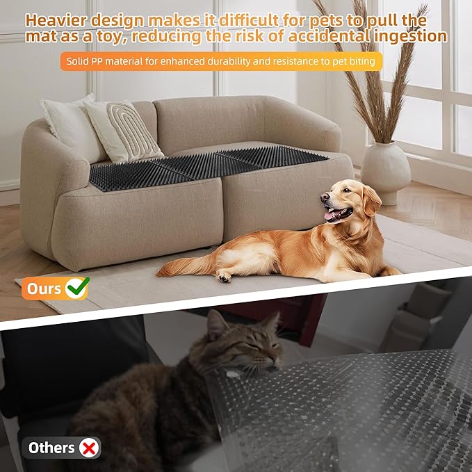 10 Pack Scat Mats for Dogs – Heavy Duty Solid PP Pet Deterrent Mats to Keep Dogs Off Couch & Furniture – Durable for Indoor & Outdoor Use