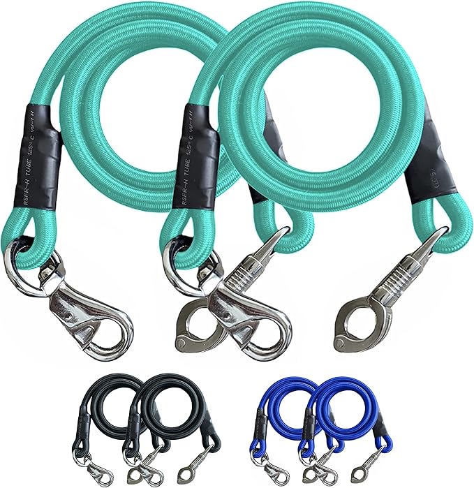 Majestic Ally Pack of 2, Bungee Trailer Tie for Horse Haulage with Panic Snap and Bull Snap - 36 Inch (Turquoise)