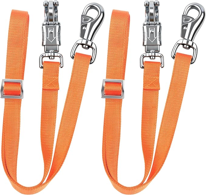 Cross Ties for Horse, Nylon Trailer Tie w/Quick-Release Panic Snap & Bull Snap Horse Trailer Accessories, Adjustable Length Range 42.5" to 73", Equestrian Supplies, Vivid Orange