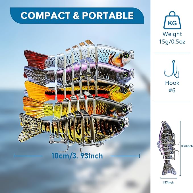 Fishing Lures Multi Jointed Fish Fishing Kits Slow Sinking Lifelike Swimbait Freshwater and Saltwater Crankbaits for Bass Trout Bass Lures