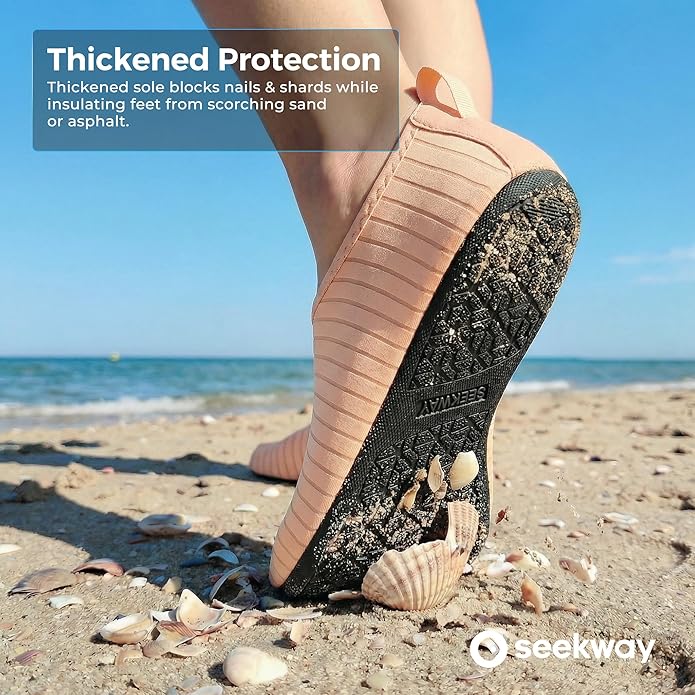SEEKWAY Water Shoes Women Men Adult Quick-Dry Aqua Socks Barefoot Non Slip for Beach Swim River Pool Lake surf Black SK002(U)