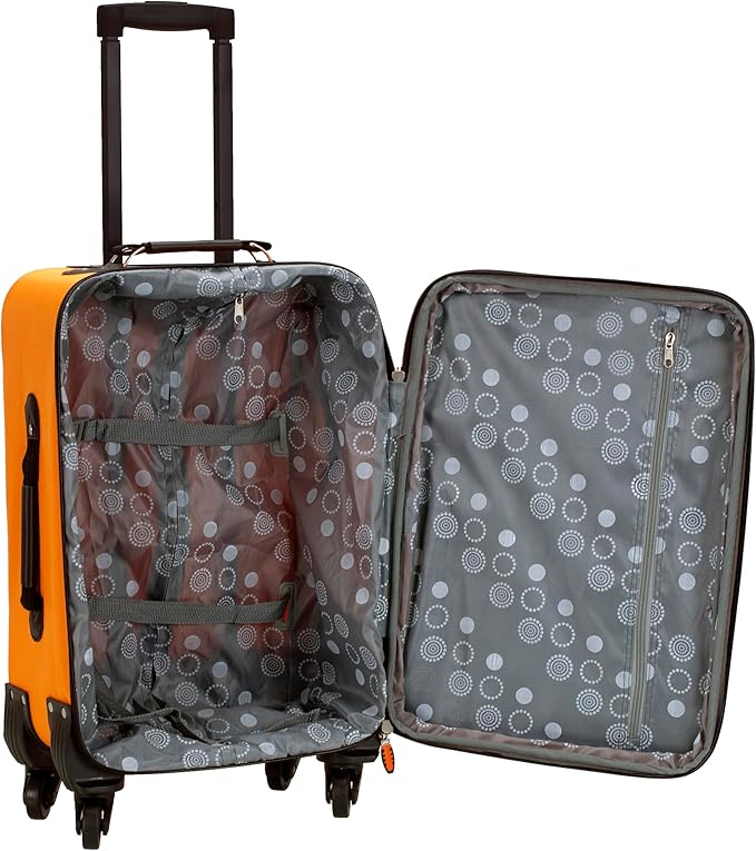 Rockland Pasadena Softside Spinner Wheel Luggage, Orange, Carry-On 19-Inch