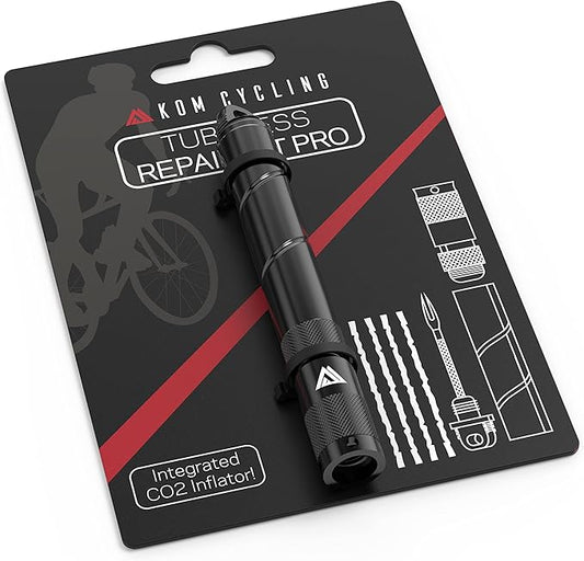 KOM Cycling Tubeless Tire Repair Kit for Bikes 8 Colors! Fixes Mountain Bike and Road Bicycle Tire Punctures