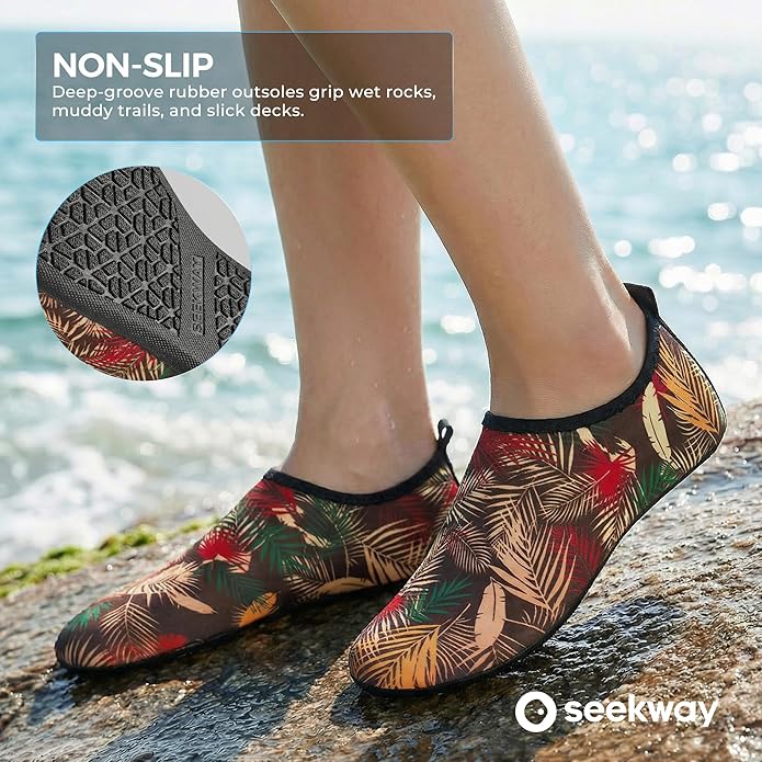 SEEKWAY Water Shoes Women Men Adult Quick-Dry Aqua Socks Barefoot Non Slip for Beach Swim River Pool Lake surf Black SK002(U)