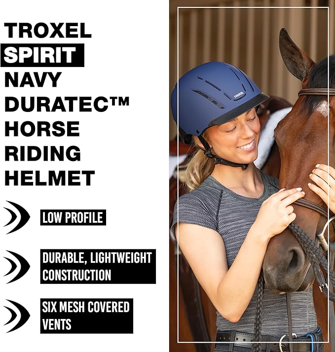 Troxel Spirit Duratec Full Coverage Horse Riding Helmet, Low-Profile Adjustable Design, Safety Horseback Riding Gear