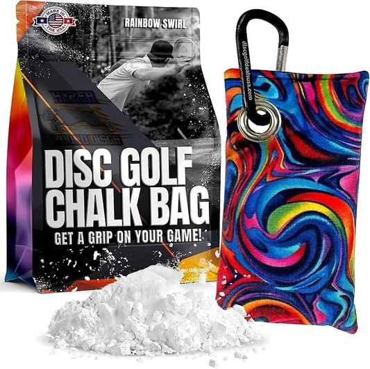 HYZER HOUND DISCS Disc Golf Chalk Bag | Dry Your Hands in the Heat of Summer | Attaches to Bag with a Carabiner | Improve Your Hand Grip for Consistency | Essential Disc Golf Accessories | Chalk