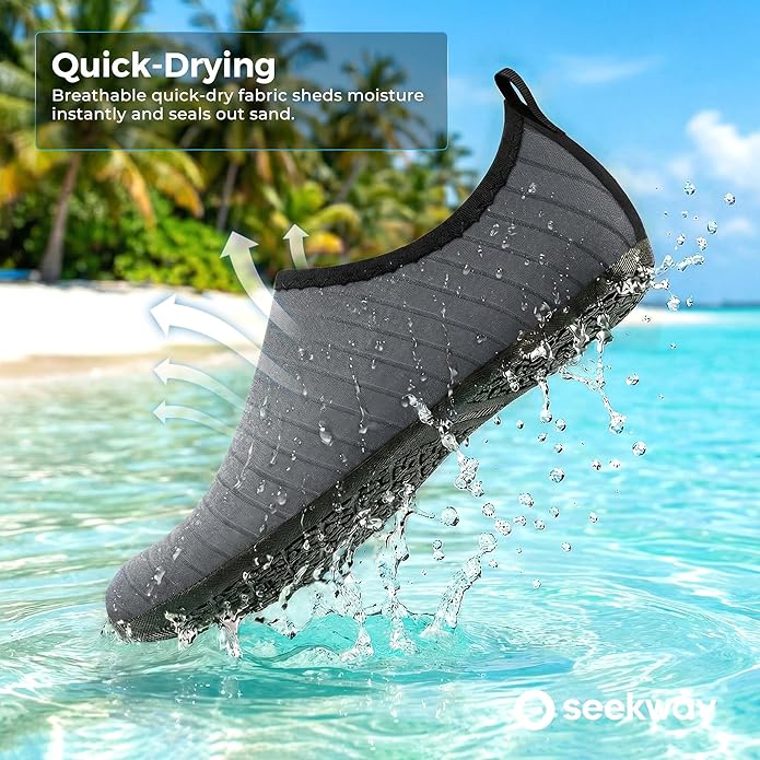 SEEKWAY Water Shoes Women Men Adult Quick-Dry Aqua Socks Barefoot Non Slip for Beach Swim River Pool Lake surf Black SK002(U)